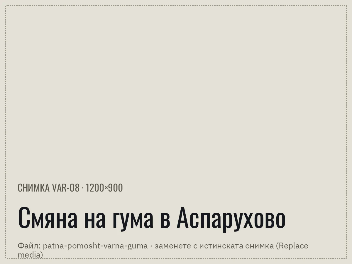 Смяна на спукана гума на място в Аспарухово